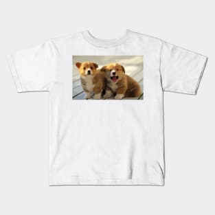 Corgi Puppies Digital Painting Kids T-Shirt